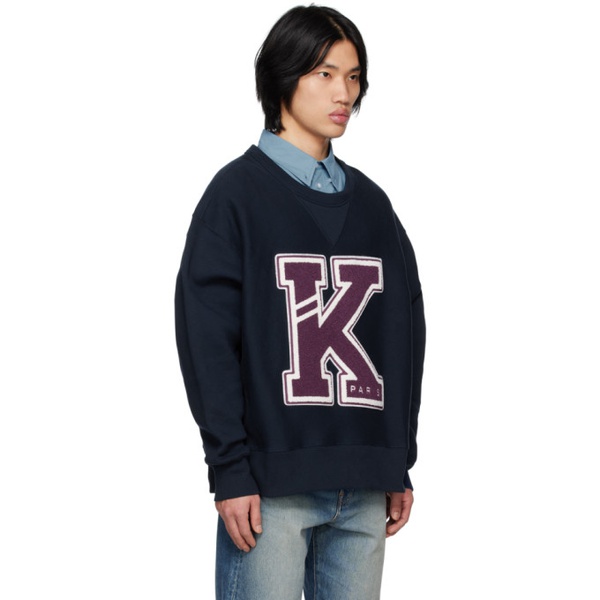  Navy Kenzo Paris Varsity Sweatshirt 231387M204009