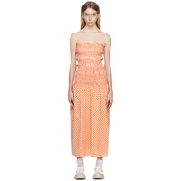Orange & White Kenzo Paris Check Midi Dress 231387F054000