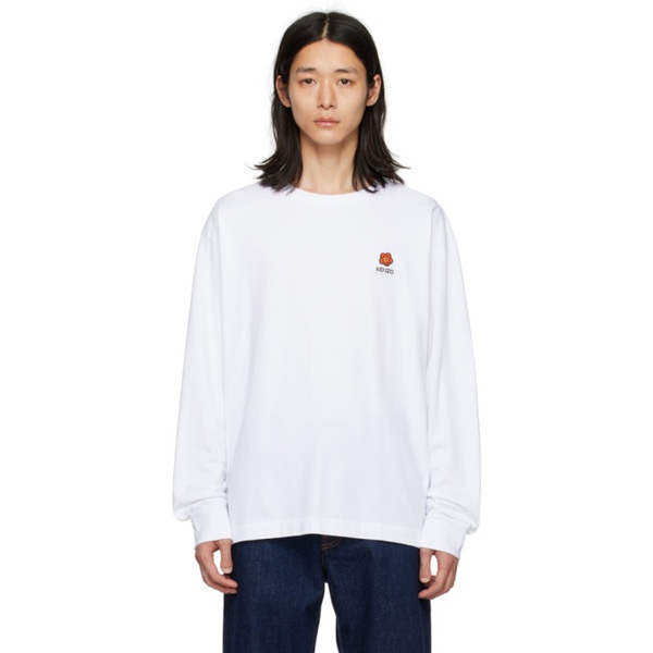  White Kenzo Paris Boke Flower Long Sleeve T-Shirt 232387M213023