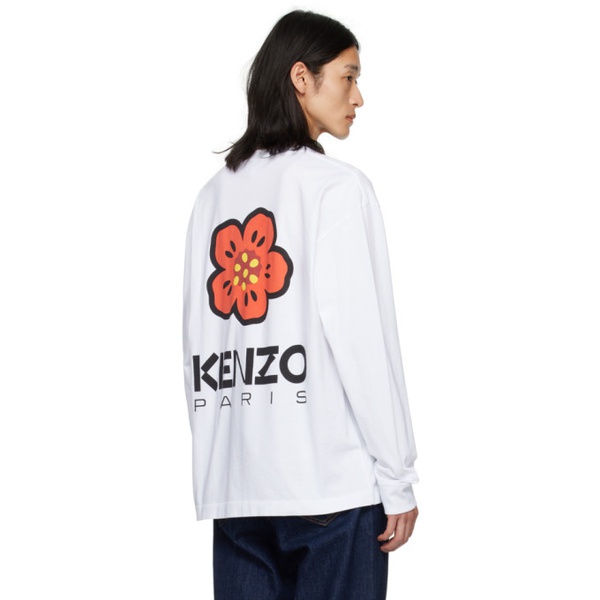  White Kenzo Paris Boke Flower Long Sleeve T-Shirt 232387M213023