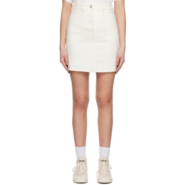  White Kenzo Paris Patch Denim Miniskirt 231387F090000
