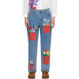 KidSuper Blue All Over Flower Pots Jeans 241842M186002