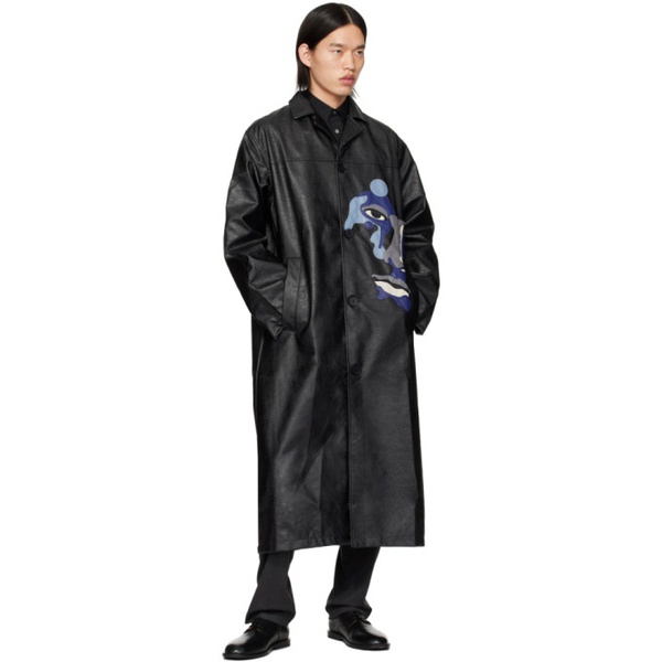  KidSuper Black Grained Faux-Leather Coat 241842M176001