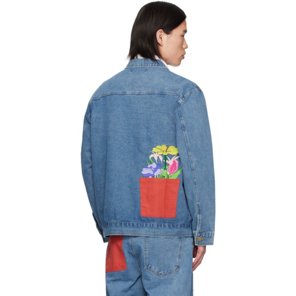 KidSuper Blue Embroidered Denim Jacket 241842M177001