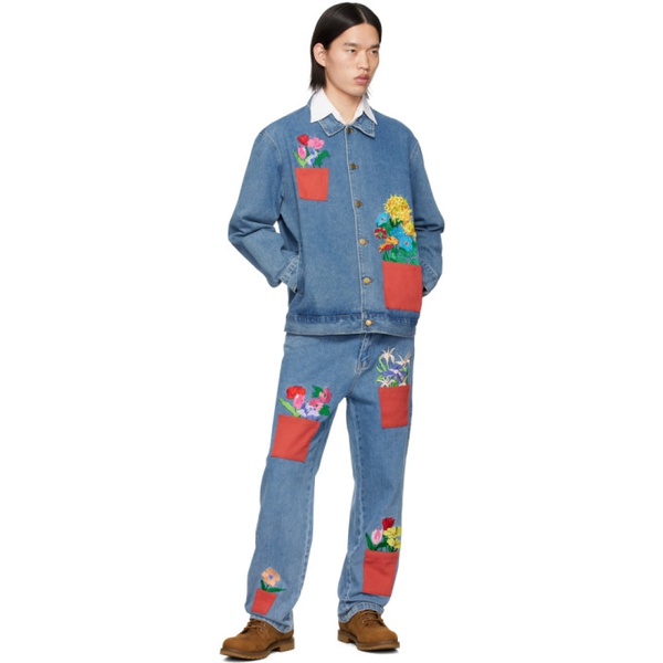 KidSuper Blue Embroidered Denim Jacket 241842M177001