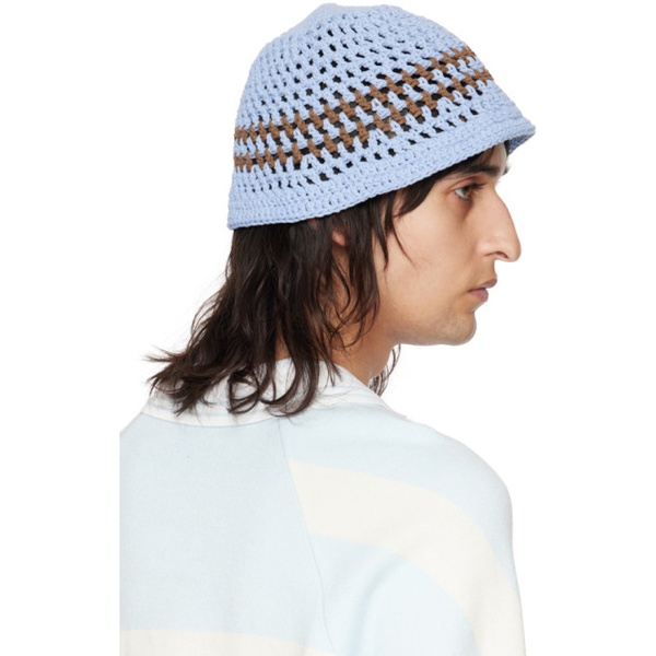  기준 Kijun Blue Crochet Bucket Hat 241586M140001