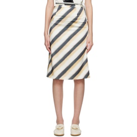 기준 Kijun Brown & White Striped Midi Skirt 231586F092000