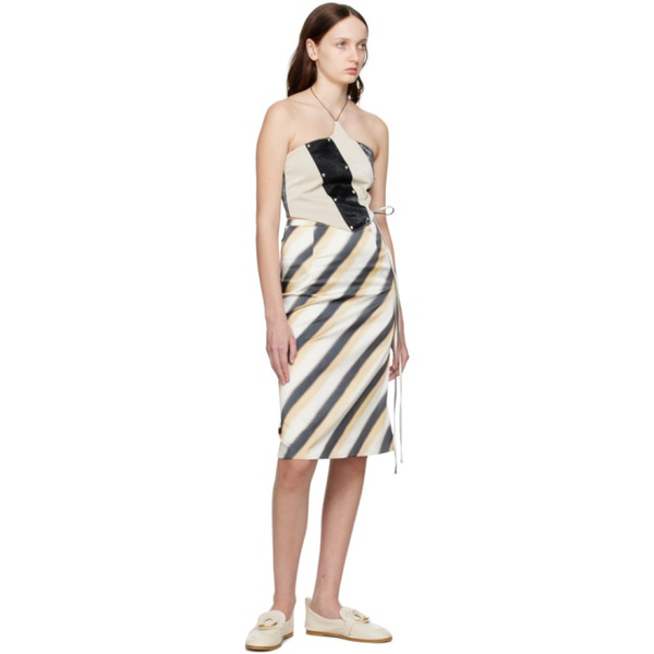  기준 Kijun Brown & White Striped Midi Skirt 231586F092000