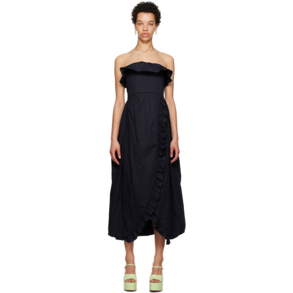  키카 바르가스 Kika Vargas SSENSE Exclusive Navy Sylvia Maxi Dress 232593F055001