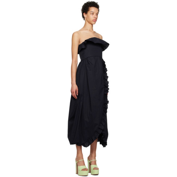  키카 바르가스 Kika Vargas SSENSE Exclusive Navy Sylvia Maxi Dress 232593F055001