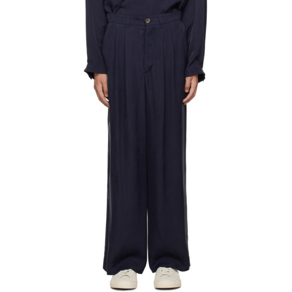  King & Tuckfield Navy Pleated Trousers 232564M191002
