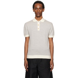 King & Tuckfield 오프화이트 Off-White & Navy Wavy Line Polo 241564M212010