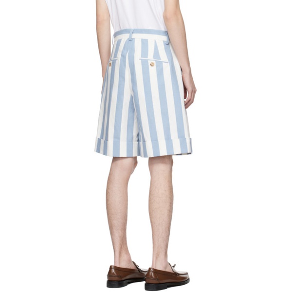  King & Tuckfield Blue & White Cuffed Shorts 241564M193005