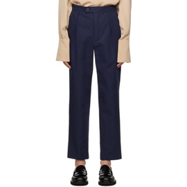 King & Tuckfield Navy Pleated Trousers 232564M191003