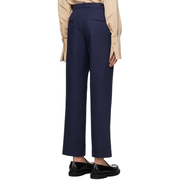  King & Tuckfield Navy Pleated Trousers 232564M191003
