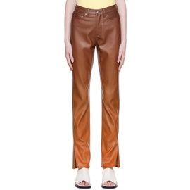 수비 Ksubi Orange Melrose Sunset Faux-Leather Trousers 231088F087002