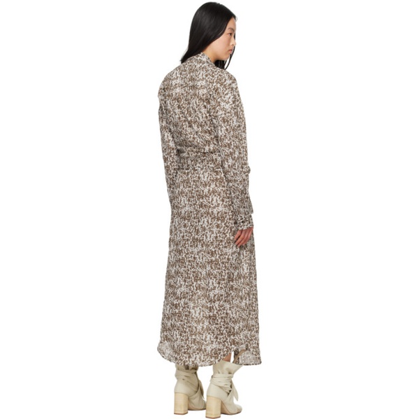  르메르 LEMAIRE Brown & 오프화이트 Off-White Printed Midi Dress 241646F054023