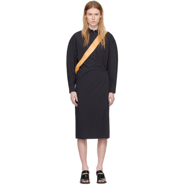  르메르 LEMAIRE Navy Wrap Midi Dress 241646F054000