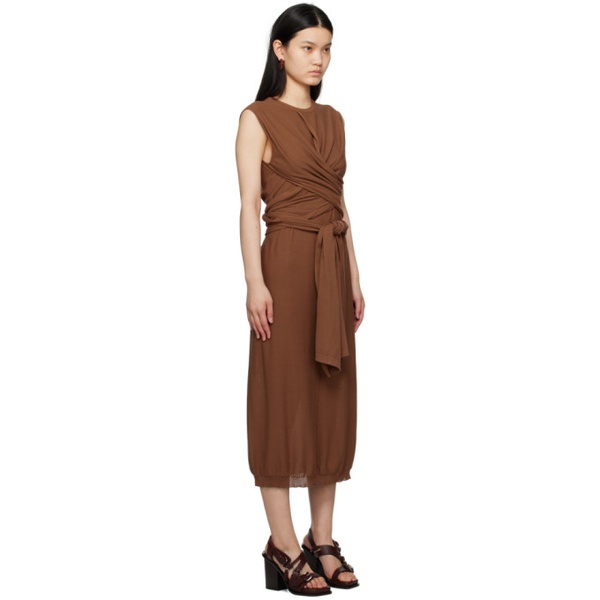  르메르 LEMAIRE Brown Knotted Midi Dress 231646F054015