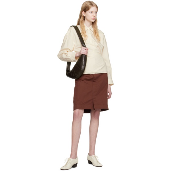  르메르 LEMAIRE Brown Apron Pocket Midi Skirt 231646F090001