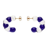 LEVENS JEWELS Blue & Transparent Ball Hoop Earrings 241203F022003