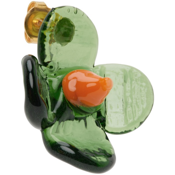  LEVENS JEWELS Green & Orange Flor Single Earring 241203F022001