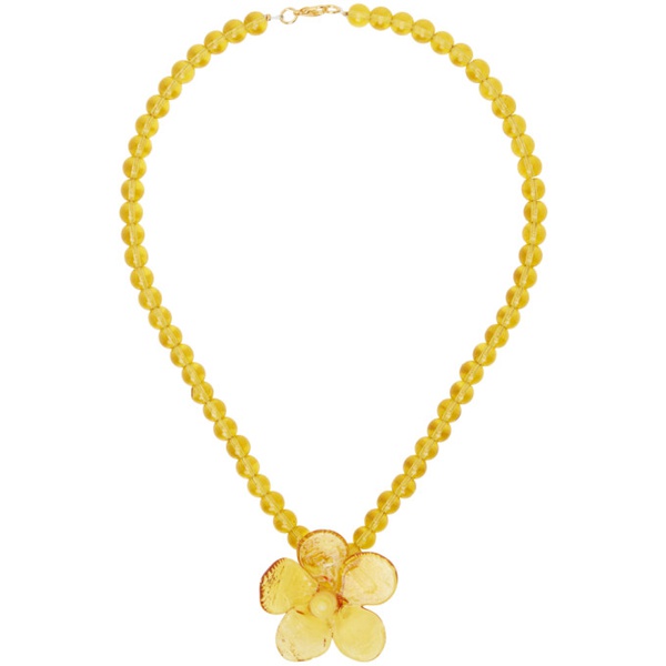  LEVENS JEWELS Yellow Flor Glass Necklace 241203F023006