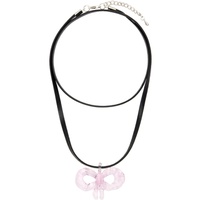 LEVENS JEWELS Black & Pink Bow Pendant Necklace 241203F023009
