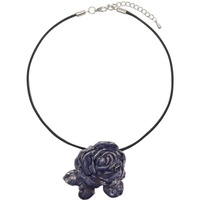 LEVENS JEWELS Purple Rose Pendant Glazed Clay Necklace 241203F023004