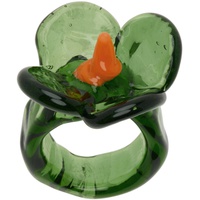 LEVENS JEWELS Green & Orange Flor Glass Ring 241203F024006
