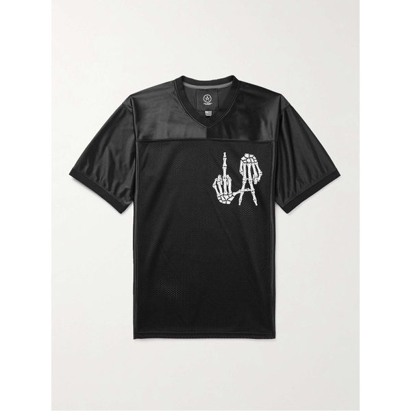  LOCAL AUTHORITY LA LA Bones FUFC Logo-Print Satin-Twill and Mesh T-Shirt 1647597315359189