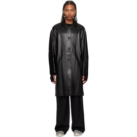 로우 클래식 LOW CLASSIC Black Belted Faux-Leather Coat 232666M181000