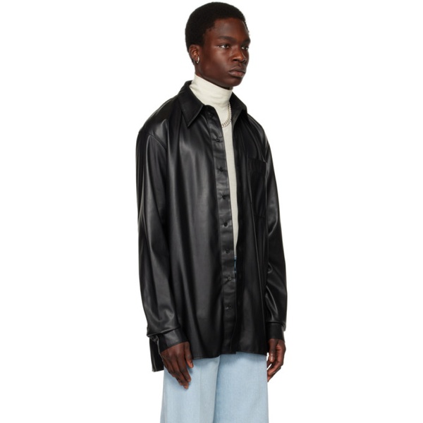  LUU DAN Black Oversized Faux-Leather Shirt 231331M192006