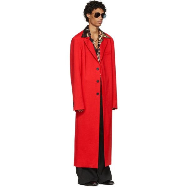  LUU DAN Red Straight Slim Coat 222331M176001