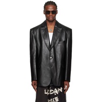 LUU DAN Black Oversized Tailored Leather Jacket 232331M181000