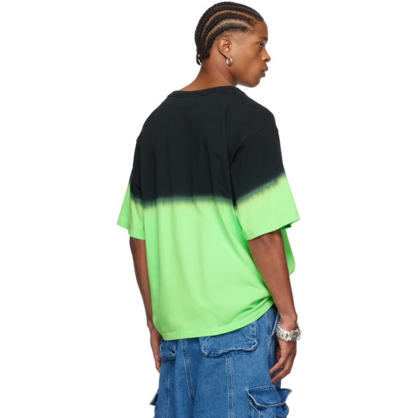  LUU DAN Black & Green Metal Head T-Shirt 241331M213003