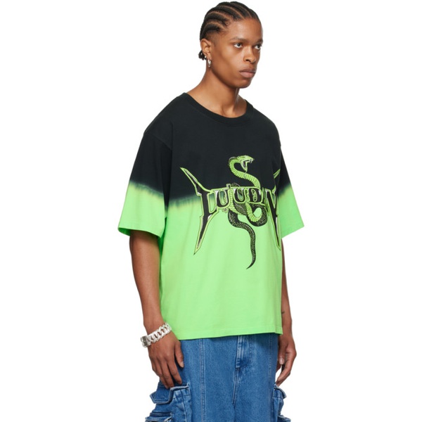  LUU DAN Black & Green Metal Head T-Shirt 241331M213003