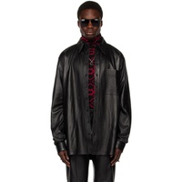 LUU DAN Black Oversized Leather Jacket 231331M181003