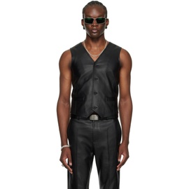 LUU DAN SSENSE Exclusive Black Tailored Leather Vest 241331M181003