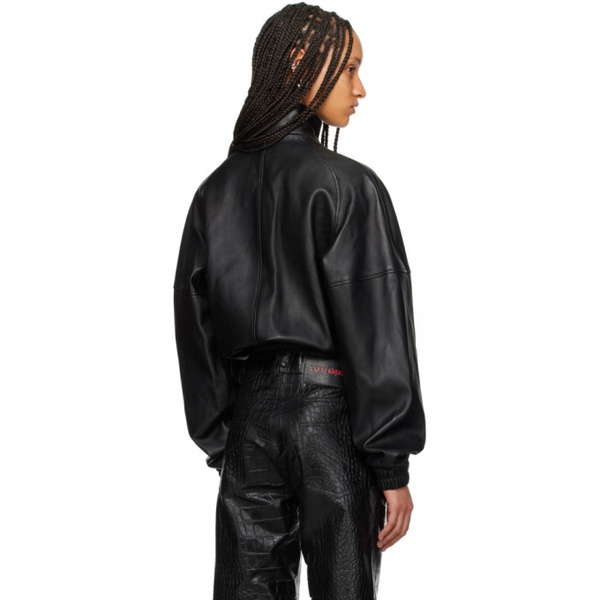  LUU DAN Black Raglan Leather Jacket 241331F064000