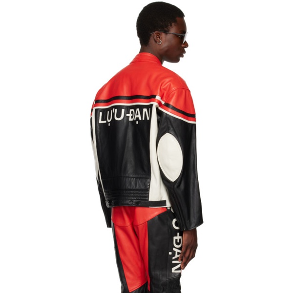  LUU DAN Black & Red Paneled Leather Jacket 231331M181000