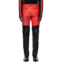 LUU DAN Black & Red Biker Leather Pants 231331M189001