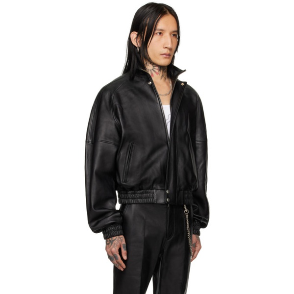 LUU DAN Black Raglan Leather Jacket 241331M181000