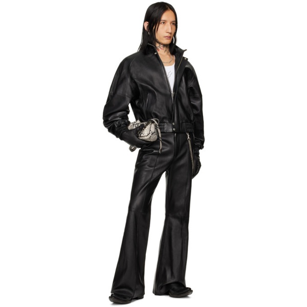  LUU DAN Black Raglan Leather Jacket 241331M181000