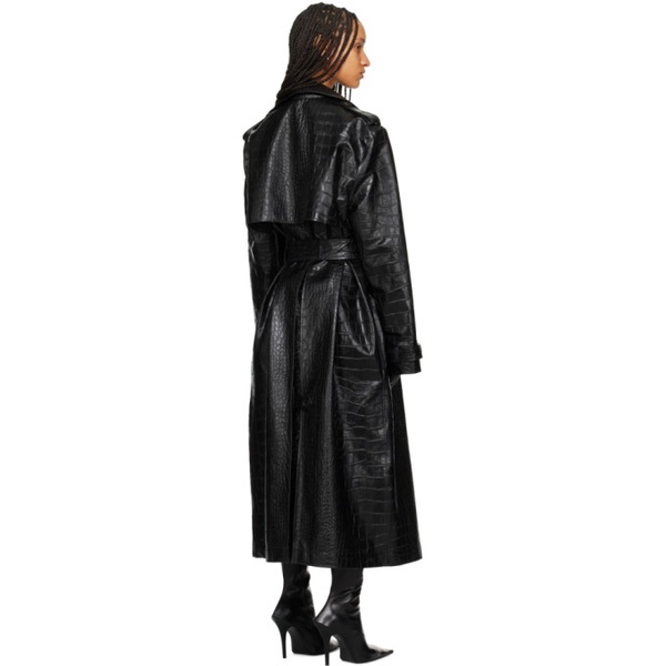  LUU DAN Black Croc Faux-Leather Trench Coat 241331F067000