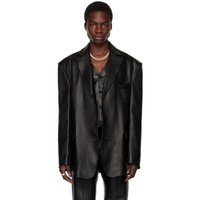 LUU DAN Black Oversized Tailored Leather Jacket 231331M195000