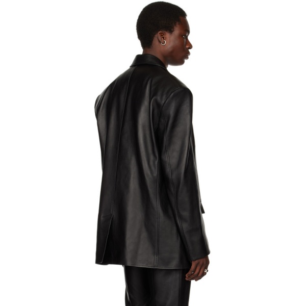  LUU DAN Black Oversized Tailored Leather Jacket 231331M195000