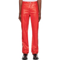 LUU DAN Red Straight Leg Leather Pants 232331M189000