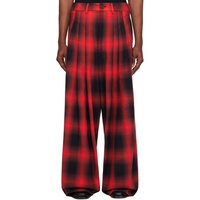 LUU DAN Red & Black Check Trousers 232331M191003