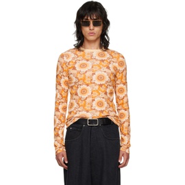 LUU DAN Orange Floral Long Sleeve T-Shirt 232331M213008
